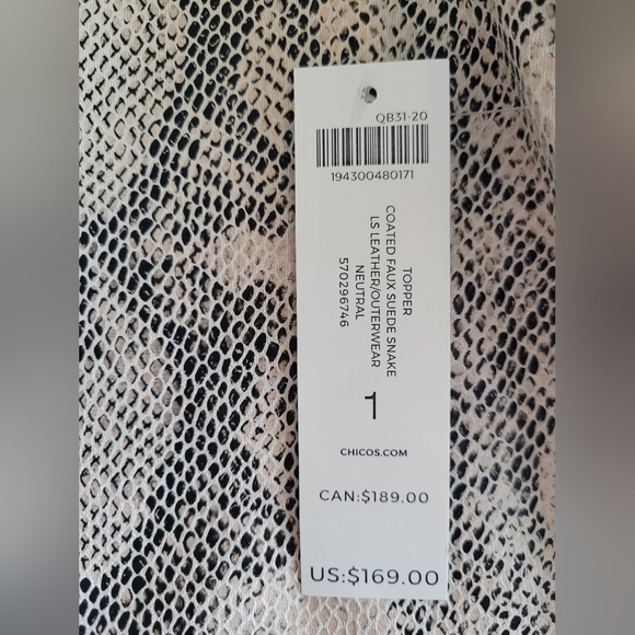 Chico's Faux Suede Snake Print Topper Jacket - Picture 6 of 8